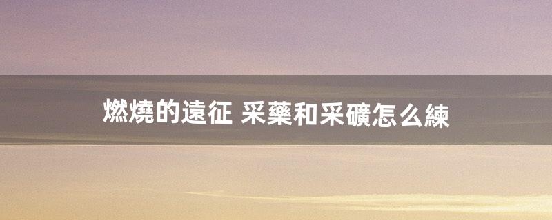 燃燒的遠征 采藥和采礦怎么練（燃燒的遠征采藥需要什么工具)